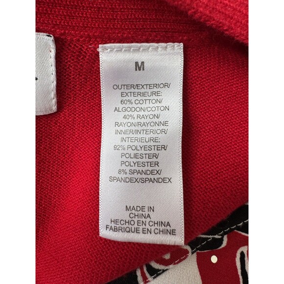 Alfred Dunner Red & Black Floral Rhinestones 2 pc connected top & cardigan M - Picture 6 of 12